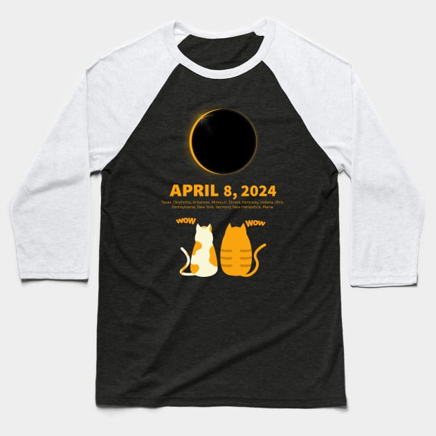 Cats Watching The Total Solar Eclipse Baseball T-Shirt by MFD-Art